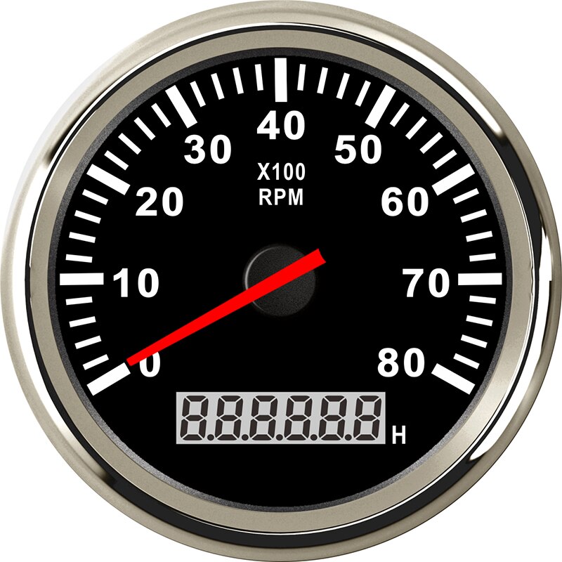85mm auto Tachometer 8000 RPM Meter 12V/24V red blacklight tacometro moto motorcycle digital car modification gauge speedometer: black silver-8KL RPM