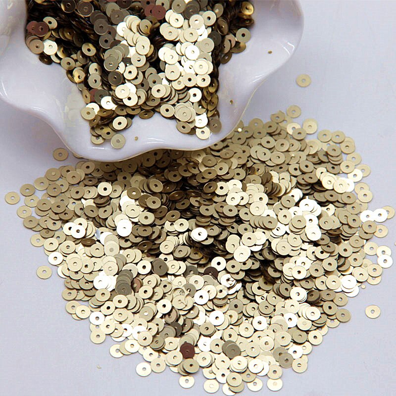 Paillette 4mm mat Sequin Pvc plat rond mat vernis Paillettes couture mariage artisanat femmes vêtements accessoires 20g: Matte light gold