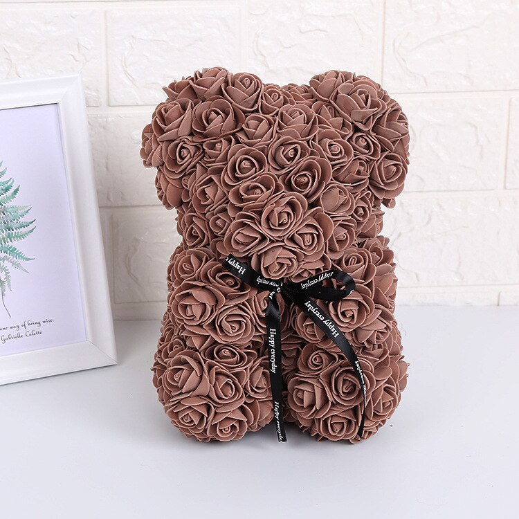Rose Bear - Rose Teddy Bear on Every Rose Bear -Flower Bear Perfect for Anniversary's,Rose Bear, Mothers, Rose Teddy Bear: brown