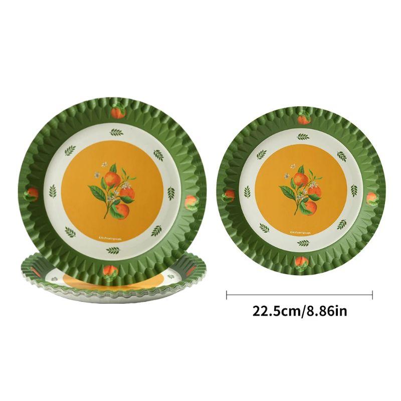 10/20 pçs 9 polegada placas de papel redondas frutas padrão pratos descartáveis sobremesa para churrasco aniversário casamento chá de bebê: Prateado / 20 pcs