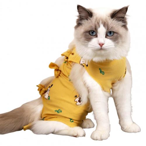 Trajes de recuperación quirúrgica para gatos, traje de recuperación para heridas, camisa de perro, después de cirugía, traje de recuperación de destete, ropa para mascotas: YELLOW / M