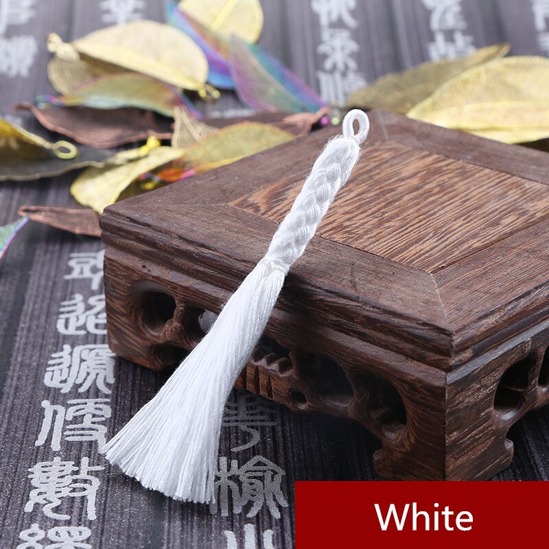5PCS Mini Hemp Flower Tassel Jewelry Curtain Garments Decorative Accessories DIY Key Cell Phone Bag Fringe Trim Tassels Pendant: White