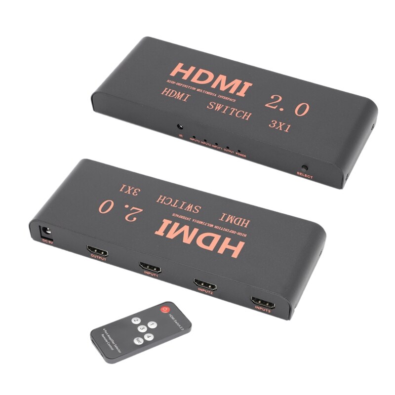 3 in 1 Out 2.0 Switcher 4K60HZ HD Switcher Supports Blu-Ray Input/3D Output/HDCP2.2/HDR Dynamic