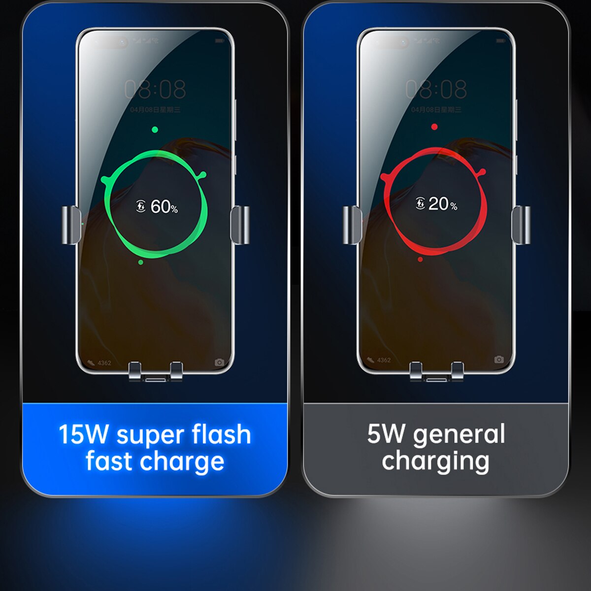 15W Qi Draadloze Oplader Auto Telefoon Houder Air Vent / Dashboard Snelle Oplader Mobiele Telefoon Houder Oplader Type-C Zwaartekracht Beugel