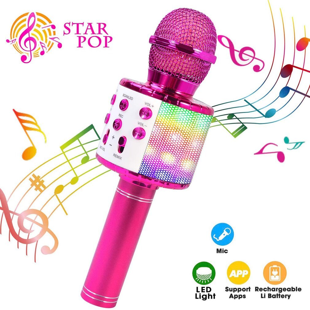 Microfono Wireless Bluetooth-compatible professionale microfono Karaoke portatile USB Mini Home KTV per lettore musicale registratore di canto Mic