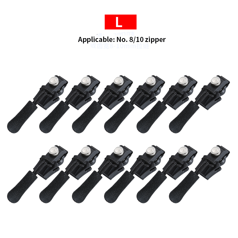 Universal Detachable Metal Zipper Slider Puller Detachable Instant Repair Kit DIY Replacement Lever Locks for Clothing Luggage: black