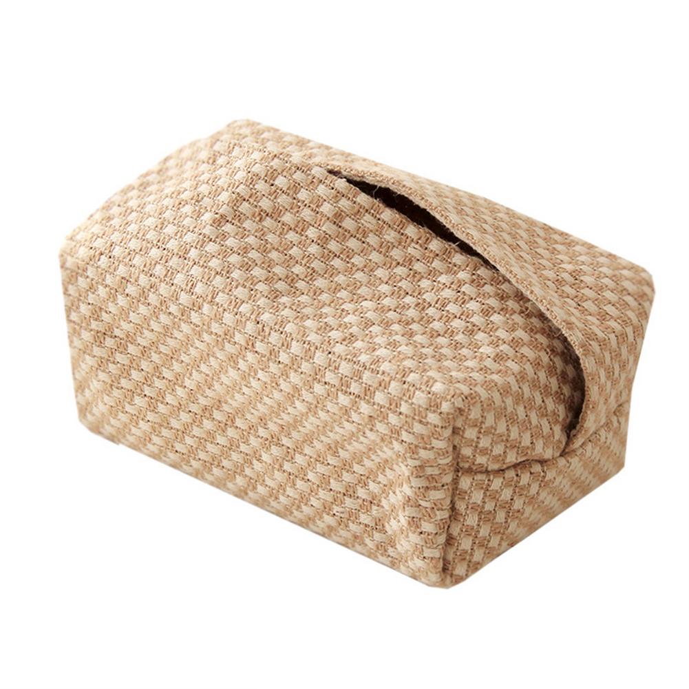 Fabric Tissue Box Simple Cotton Cloth Tissue Pumping Box Japanese-Style Jute Tissue Case Napkin Holder Organizer For Home Decor: Long grain check lin