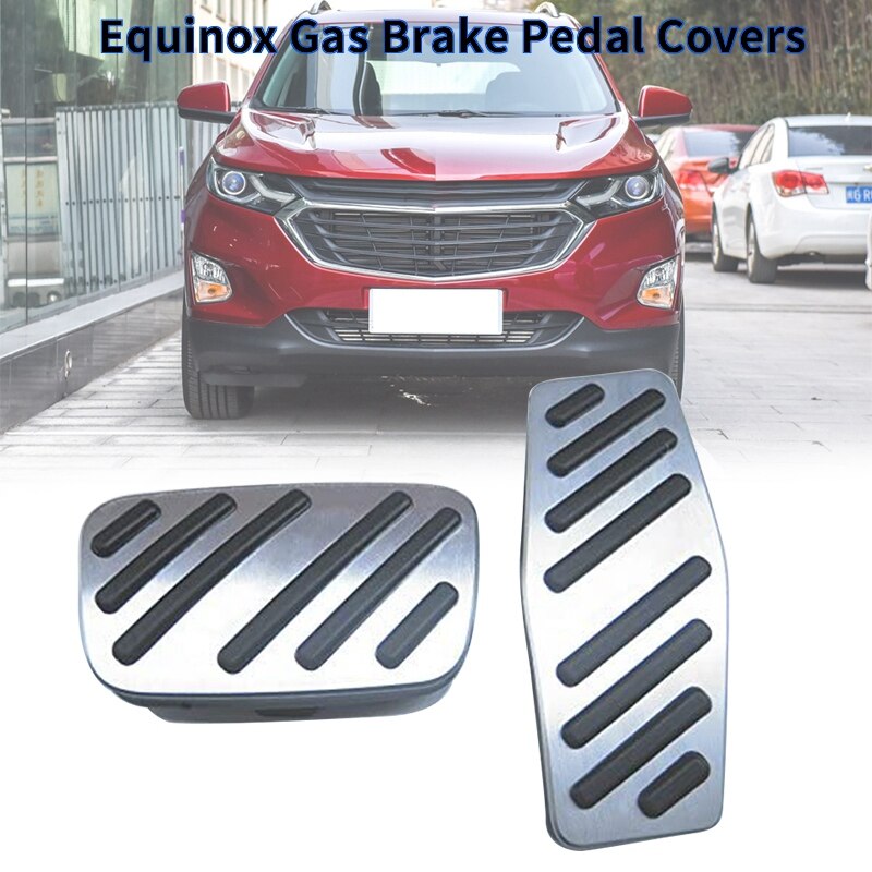 Pedal Covers for Chevy Equinox Car Gas Brake Pedal Pads No Drill Anti-Slip with Rubbers Aluminum Replacement Automatic