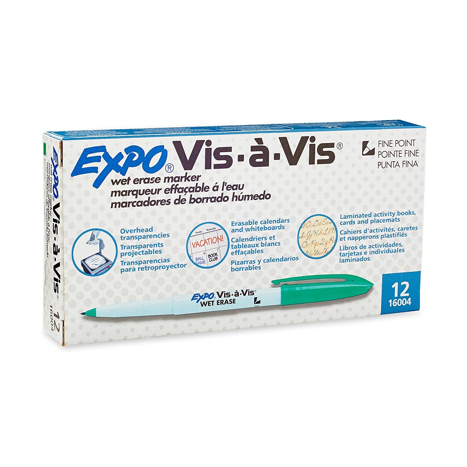 3Pcs/Lot Sharpie EXPO 16074 Vis-A-Vis Wet-Erase Overhead Transparency Markers Fine Water-based Black Green Blue Red Marker Pen
