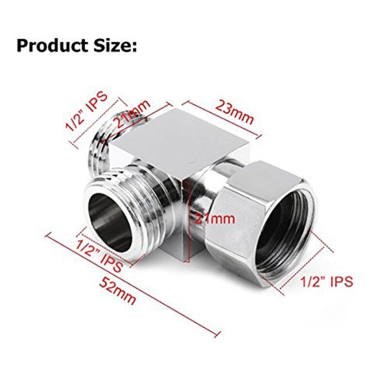 1/2 "laiton Chrome 3 voies déviateur tuyau raccord Tee T forme adaptateur bain connecteur