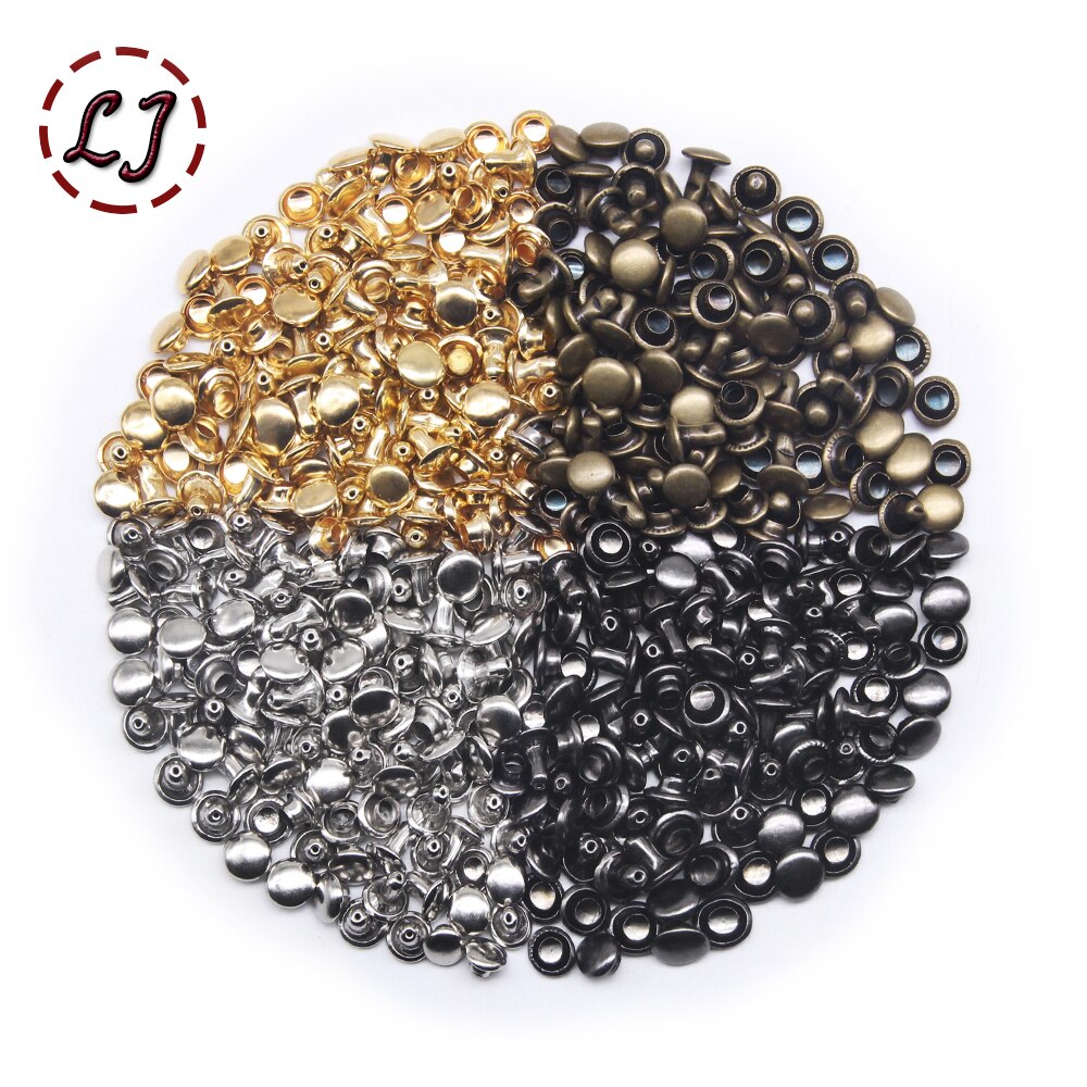 400 Sets Leather Rivets Double Cap Rivet Tubular 4 Colors Metal Studs with Fixing Tools for DIY Leather Craft/Clothes/Shoes/Bag