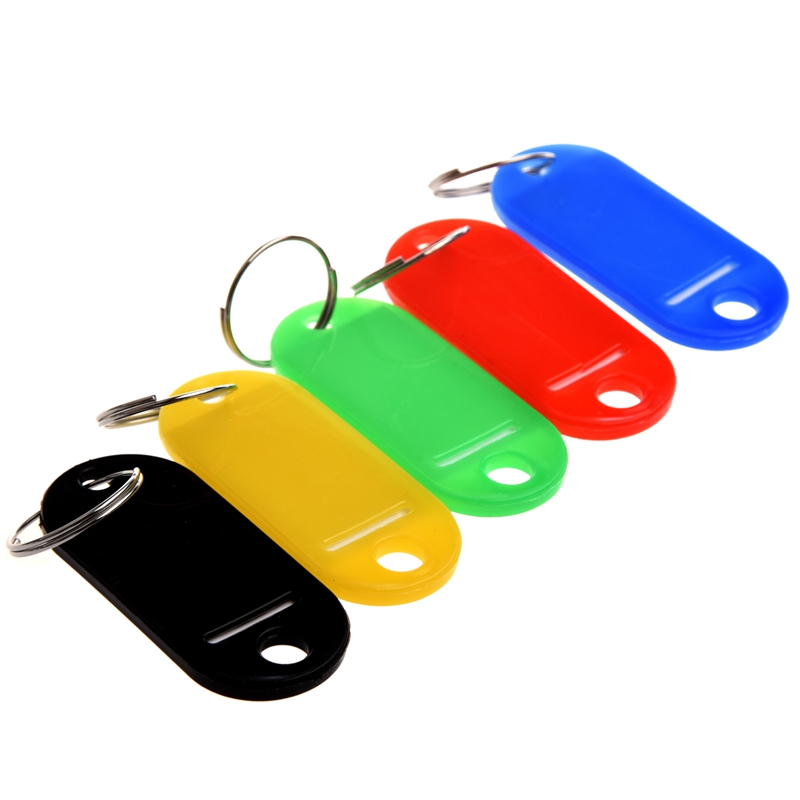 30 X Coloured Plastic Key Fobs Luggage ID Tags Labels Key rings with Name Cards, For Many Uses - Bunches Of Keys, Luggag