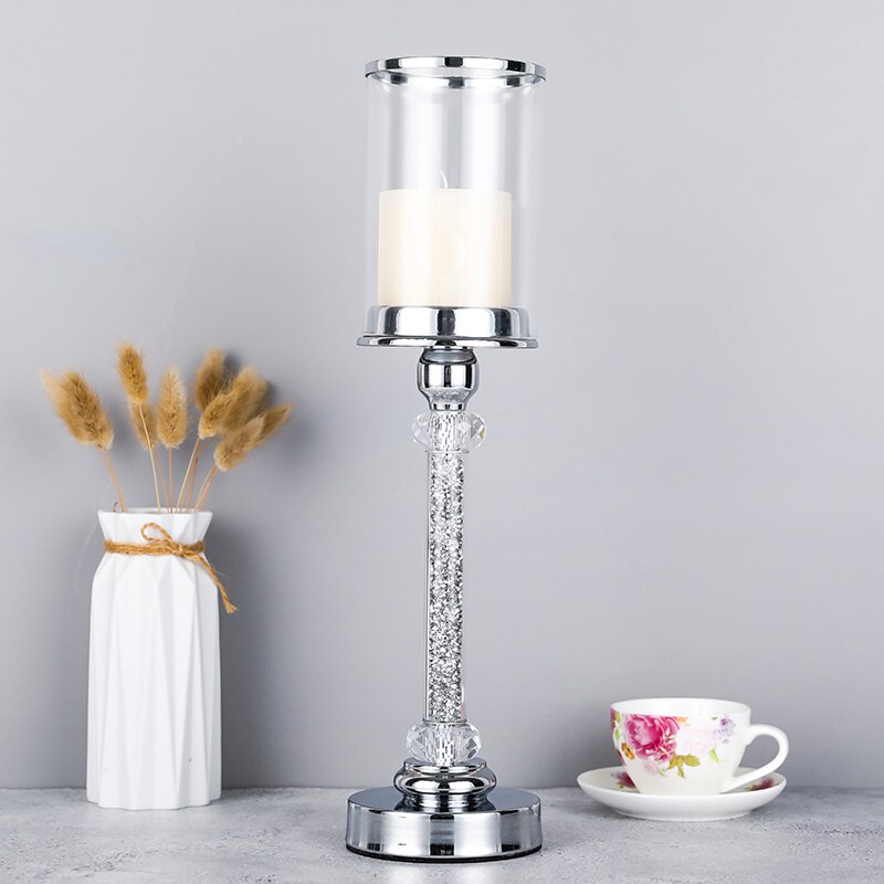 Europese stijl metalen kristallen diamant kandelaar kaarsenhouder salontafel bruiloft kerst halloween met deksel  ch137