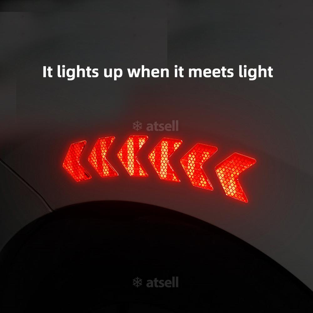 12Pcs Car Reflective Sticker Arrows Pattern Warning Decals For Motorcycle Auto Tail Bar Bumper Safety Warning Reflector Tape