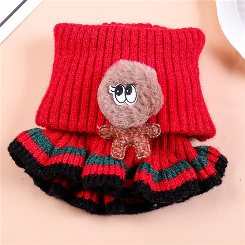 Bufanda de lana tejida para niños y niñas, cuello de invierno, cuello de capucha, círculo, ganchillo, foulard #3O08