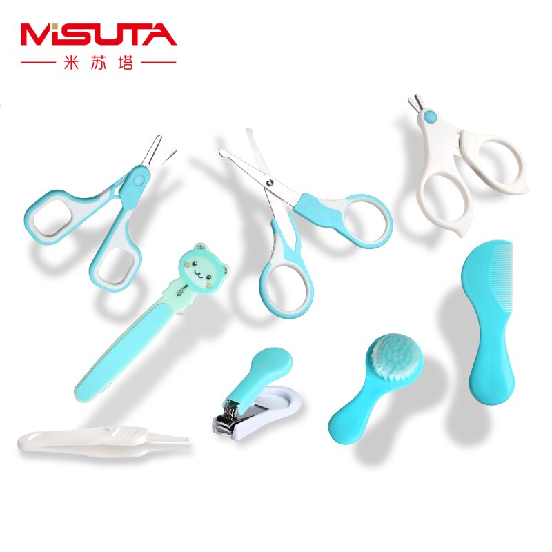 8PCS/Set Baby Nail Scissors Nail Clippers Safe Sanitary Baby Daily Care Kids Head Comb Head Brush Children Cleaning Kit