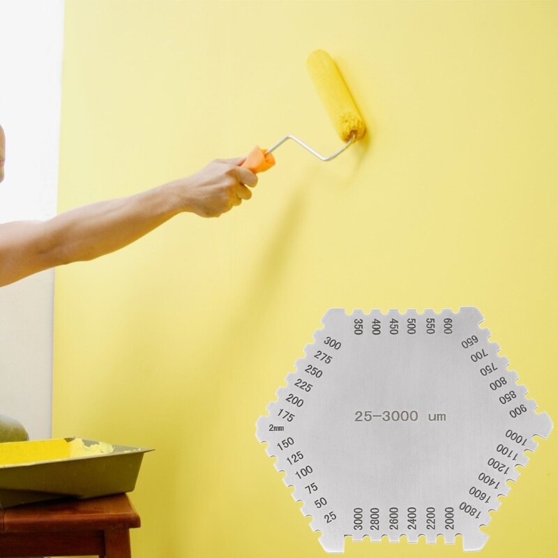 Stainless Steel Hexagonal Wet Film Comb Paint Wet Film Thickness Gauge Comb Regulation Wet Film Card 25-3000um