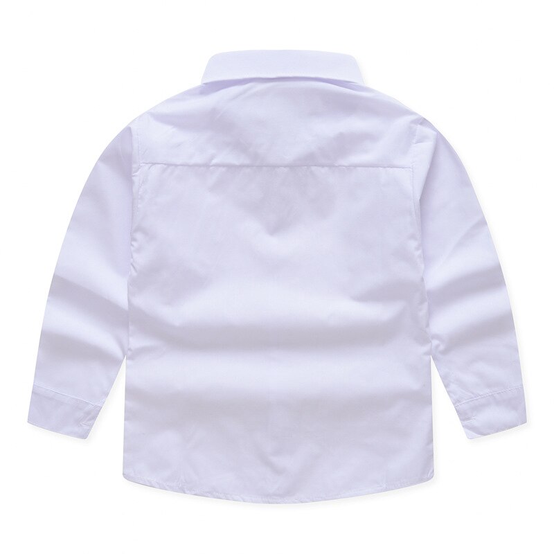 Lav pris casual drenge skjorter bomuld piger bluse solide lommer camisa infantil til 4-13 år hvide skoleskjorter