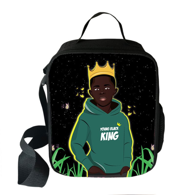 Afro boys girls print insulated lunch bag for kids black lives matter food cooler lunch box American Africa BLM Portable Bag: wcbafro47