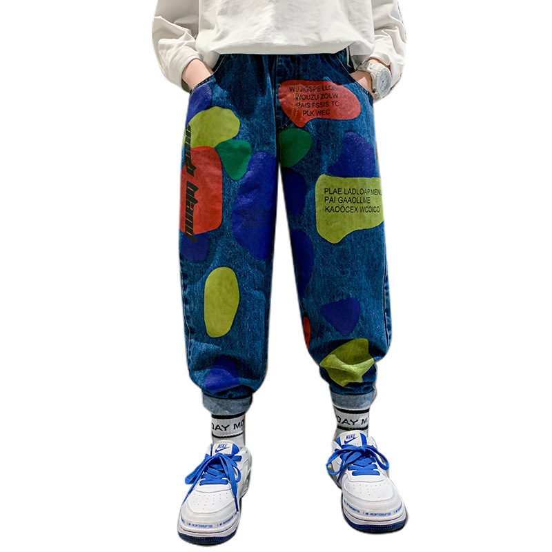 Pantalones vaqueros con estampado de letras para niños, Jeans de para adolescentes de , 5, 7, 8, 12 y 15 años, 2022