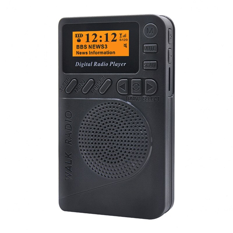 DAB – Radio numérique FM, batterie Rechargeable intégrée, fonction de lecture MP3 sur carte SD, Mini Radio Portable: black