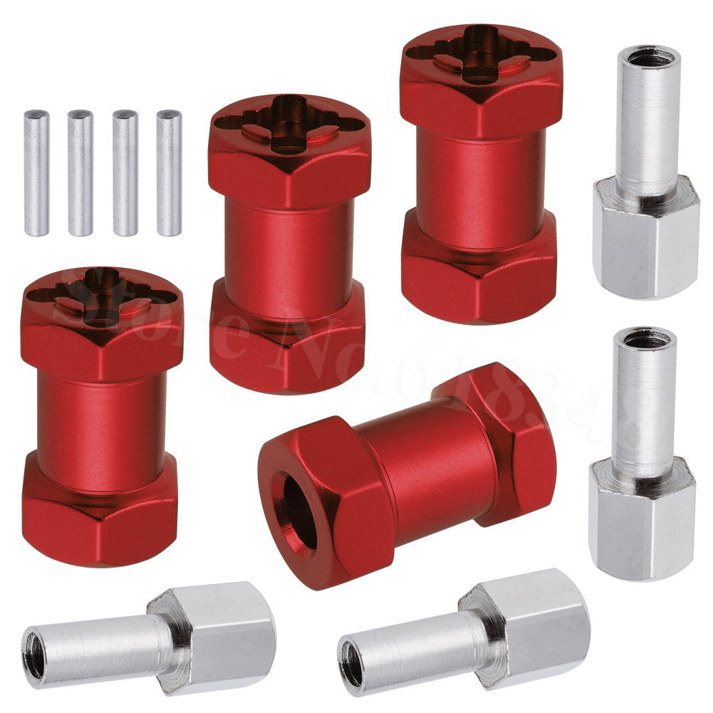 4pcs Aluminum RC Car 15/20/25mm Extension 12mm Hex Wheel Hub Drive Adaptor Combiner Coupler for 1/10 RC Crawler Axial SCX10 D90