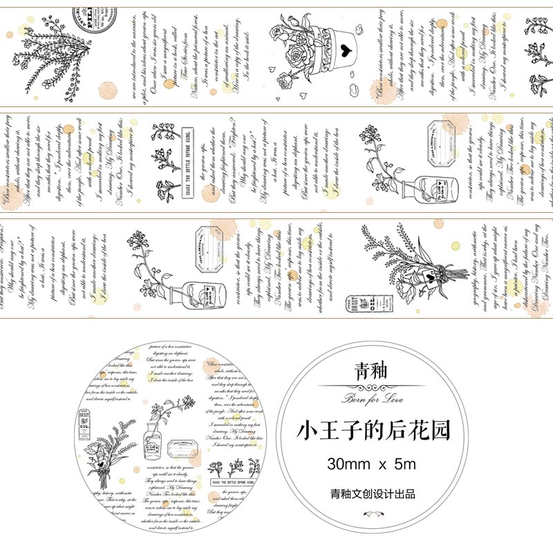 1 pcs Washi Tapes DIY Engels tijdschrift Papier gereedschap Masking Tape Decoratieve Plakband Scrapbooking Stickers Grootte 5M: XiaoWangZi30mm