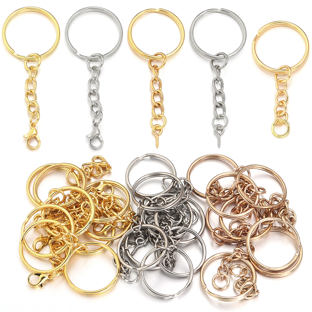 10 unids/lote llaveros de hierro llavero en blanco llavero con anilla dividida llavero anillos DIY hallazgos hacer accesorios de llavero