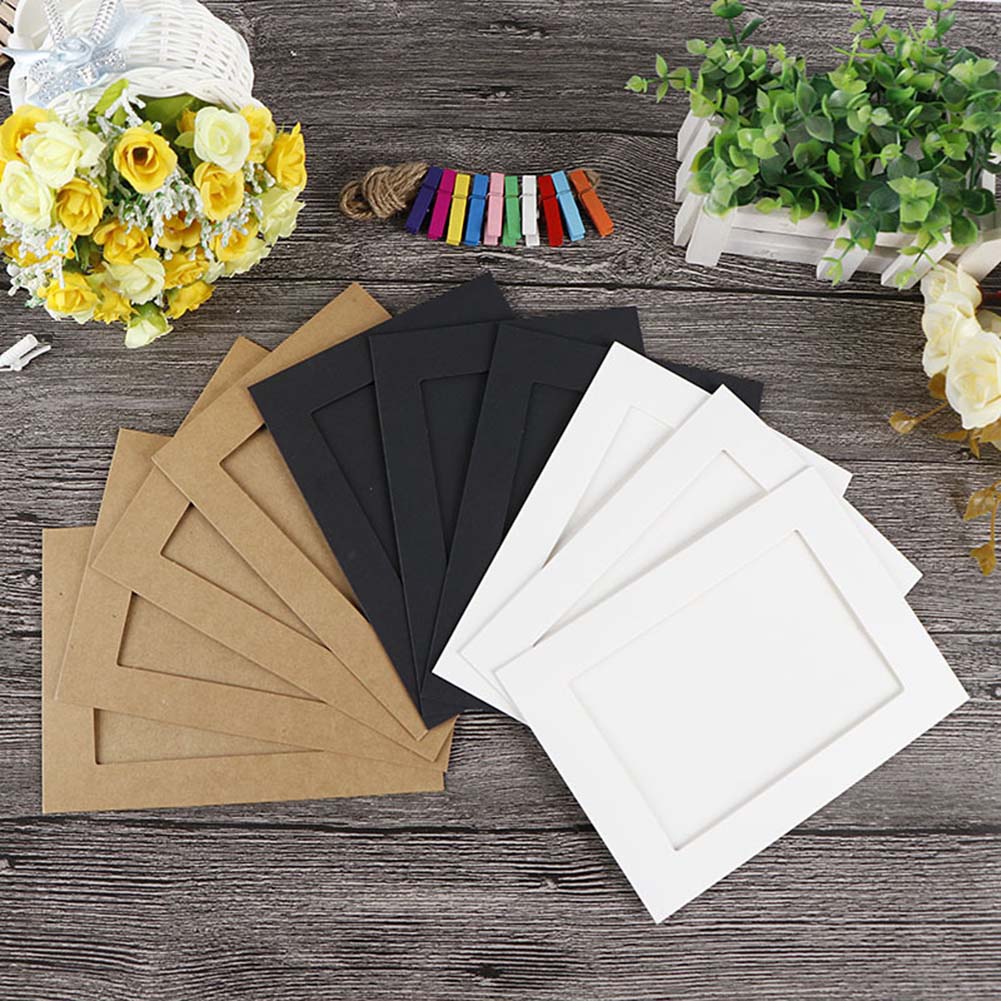 10pcs Photo Frame DIY 3 5 6 7 Inch Kraft Paper Hanging Wall Picture Album Decoration For Home