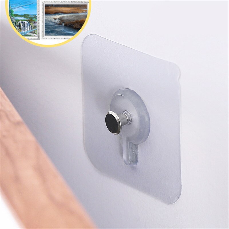 4Pcs PVC Strong Adhesive Nails Wall Poster Seamless Wall Hook Waterproof Durable Transparent Kitchen Bathroom Screw Hook Hanger