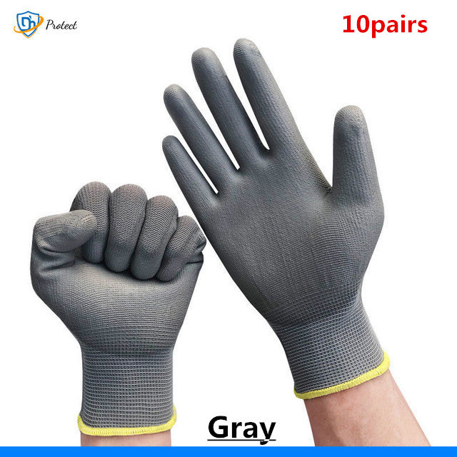 6-30 Paar Nylon-Pu-Handschuhe Sicherheits arbeits handschuhe reparieren Spezial handschuhe Palmen beschichtete Handschuhe Zimmermann Reparatur Arbeiter zubehör: verrotten / L