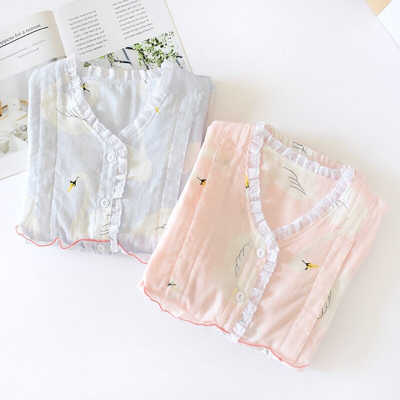 Fdfklak forår bomuld barsel pyjamas til kvinder graviditetstøj amning nattøj pink print ammende pyjamas