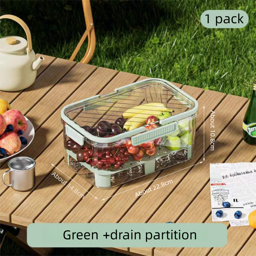 Dobbeltlagsbeholder til madopbevaring med stor kapacitet med håndtag, intervalopbevaringsboks, lækagesikker opbevaringsboks til kæledyr, picnic: Lysegrå