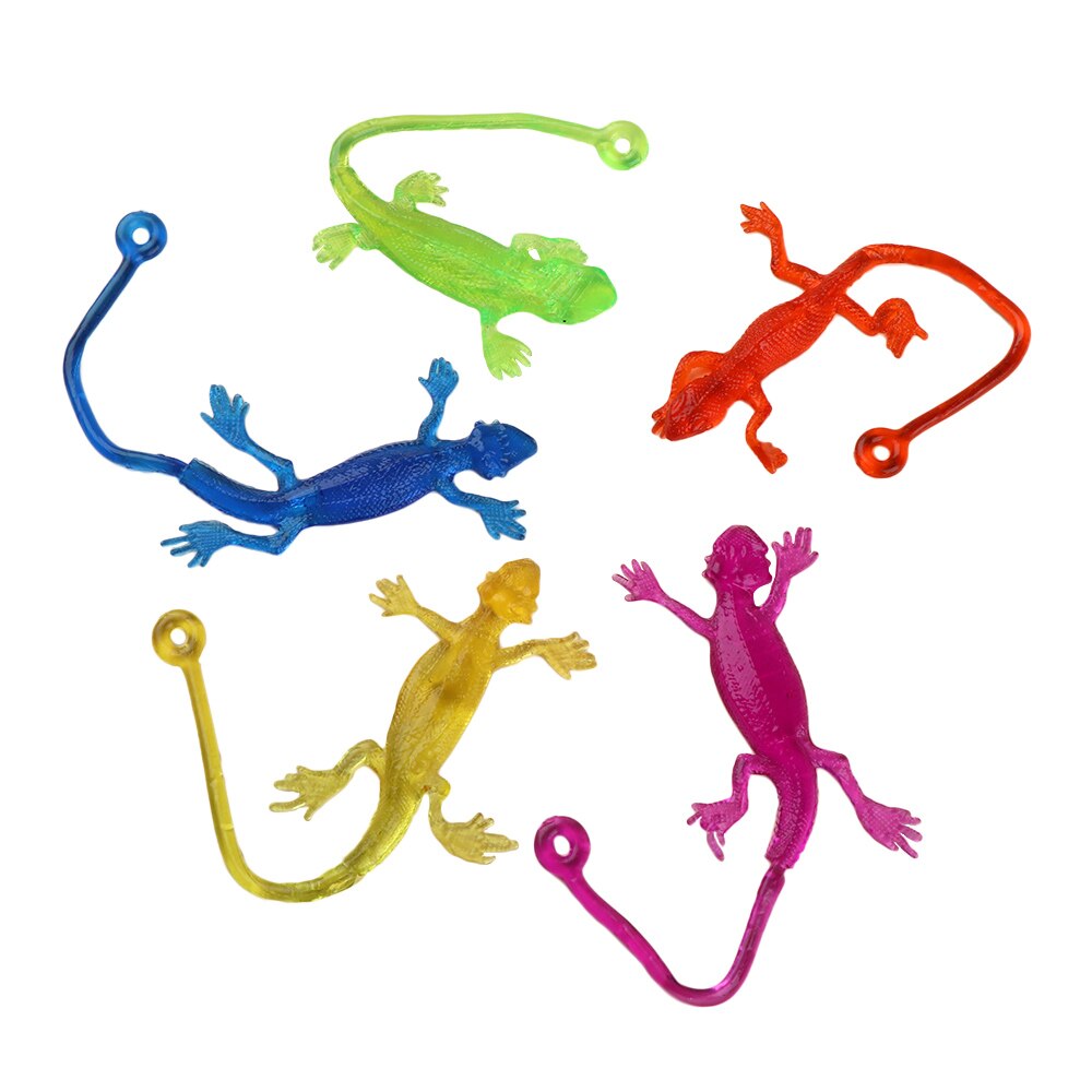 Lagarto pegajoso retráctil de goma para niños, juguete de lagarto pegajoso, animales, 5 uds.,: Default Title
