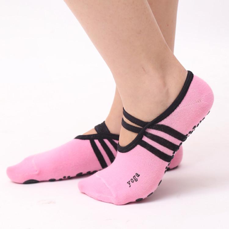 Rutschfeste damen-yogasocken mit haftpolsterung, geeignet für aerobic, pilates, tanz, fitness, ballett, sport und yoga.: Rosa