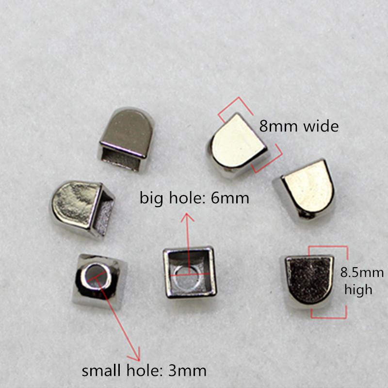 Cerradura de cordón cuadrado de aleación de Metal para fabricación de joyas, accesorio de cordón para ropa, sombrero, chaqueta, suministro de manualidades DIY, 3 colores, 8x8,5mm, 20 Uds.