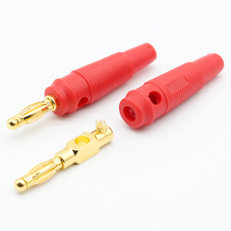4 stück 4mm stecker aus reinem kupfer, vergoldet, für musiklautsprecherkabel, bananenstecker