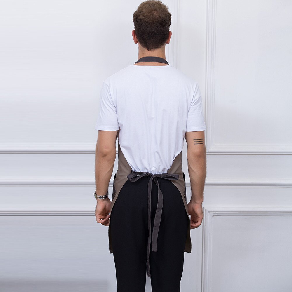 Unisex Halter Neck Adjustable Spliced Color Apron Food Service Kitchen Bakery Chef Waiter Uniform