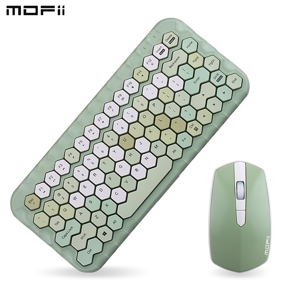 Mofii – ensemble clavier et souris miel 2.4G, 83 touches, couleur mixte, sans fil, avec capuchons de touches en nid d&#39;abeille, pour filles