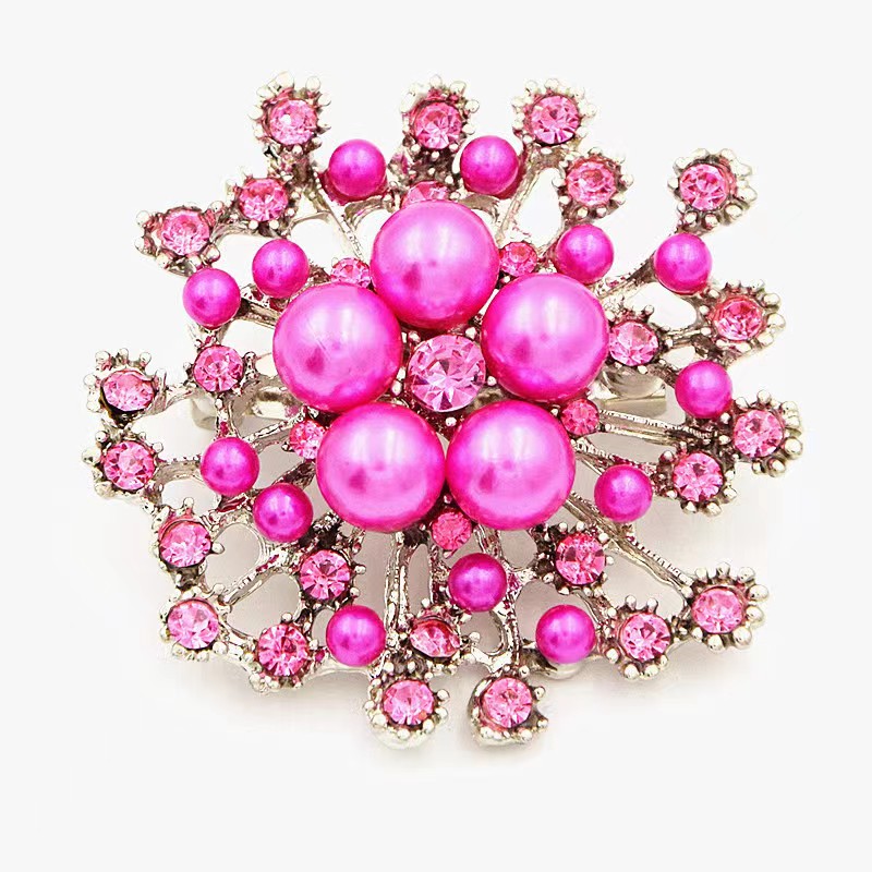 Accessoires pour vêtements pour femmes, grand flocon de neige, perle, cristal, broche à fleur exquise: Violet