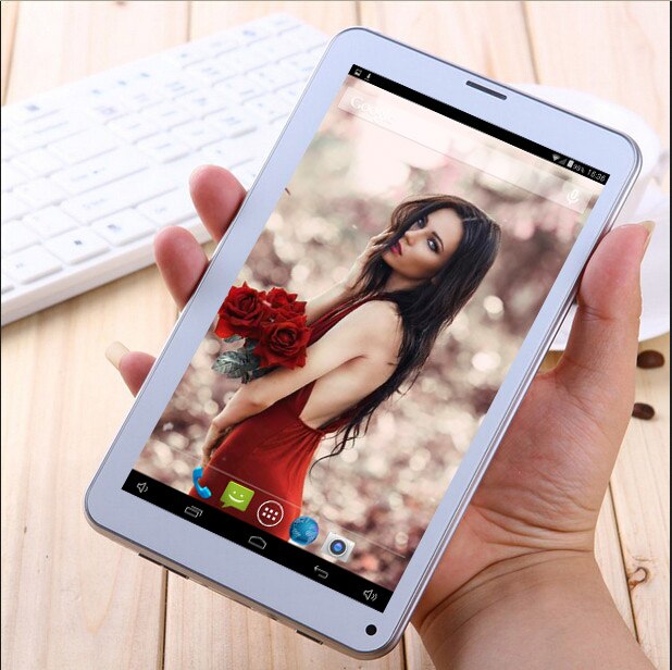 7 inch 86V 512MB+4GB 1024*600 Dual camera 2G GSM phone call Tablet PC A33 quad-core Android 4.4 White tablet