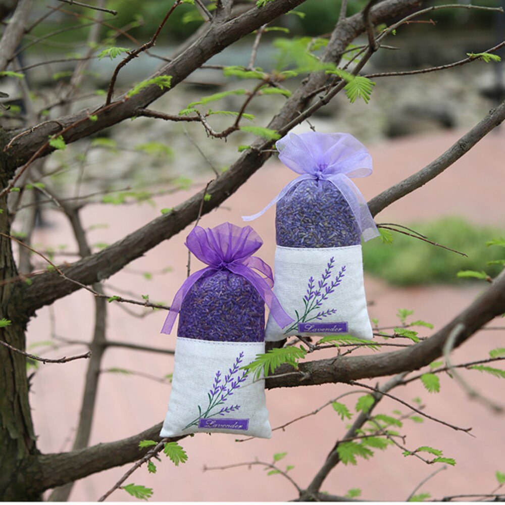 25pcs Empty Lavender Bags Floral Printing Fragrance Pouch Sachets Bag for Relaxing Sleeping Dark Purple)
