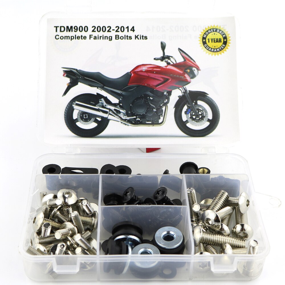 Para yamaha tdm900 tdm 900 2002-2014 motocicleta completa carenagem parafusos kit clipes de carenagem corpo parafusos porcas aço: Branco