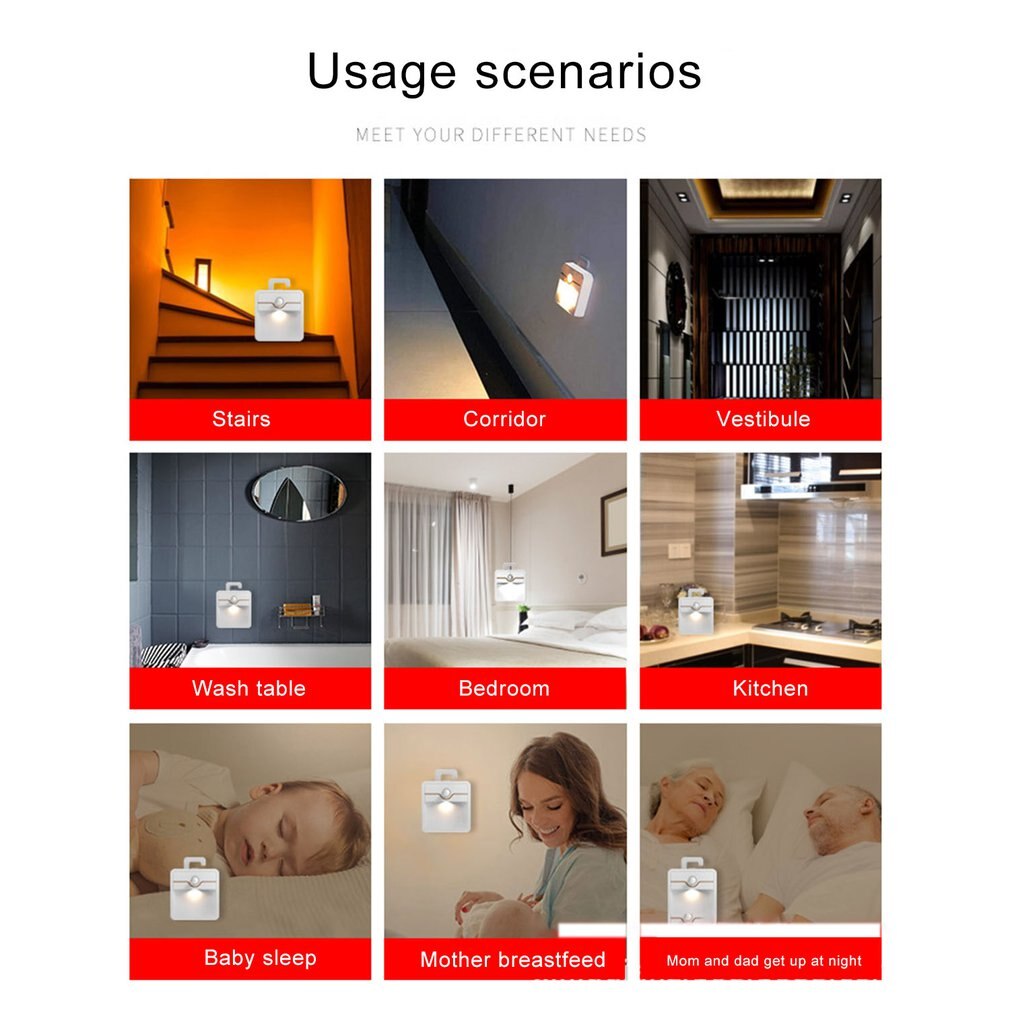 Led Menselijk Lichaam Infrarood Sensor Licht Garderobe Badkamermeubel Gang Decoratieve Nachtlampje