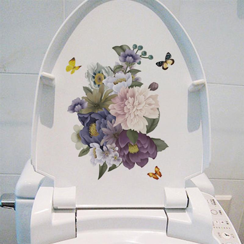 Wc Deksel Sticker Bloem Patroon Vinyl Art Waterdicht Behang Verwijderbare Badkamer Decals WC Toilette Poster