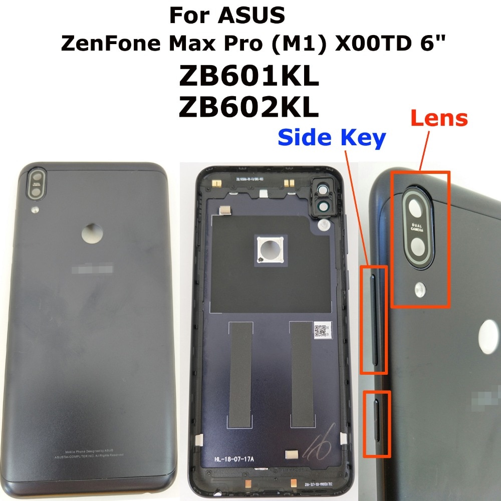 100% Orig Novo 6 "Para ASUS ZenFone Max Pro (M1) ZB601KL ZB602KL X00TD Voltar Rear Door Tampa Da Bateria Habitação + Lente Tecla Lateral