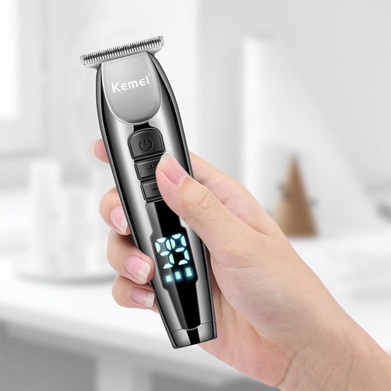 Kemei LCD Elektrische Haar Clipper Professionelle Rasierer Bart Barber 0mm Haar Schneiden Maschine USB Aufladbare 3-speed einstellung