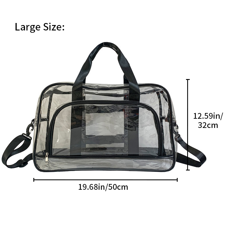 Sac de voyage transparent de grande capacité, sac à bandoulière en PVC transparent, rangement de fitness, sac à main transparent, 1PC: Clair