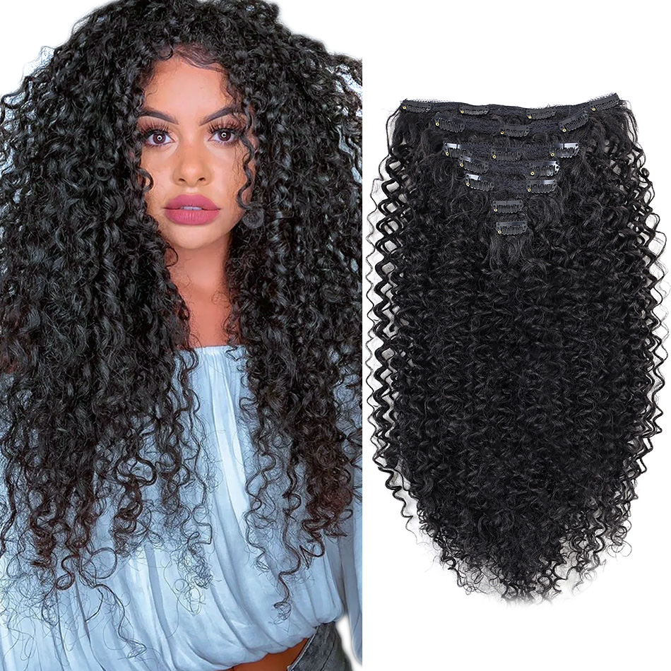 Deep Wave Synthetic Clip In Hair Extensions Double Weft 7 Pieces/Lot Full Head Brown Blonde For Women By BOOMING HAIR: IZA26inches 1B