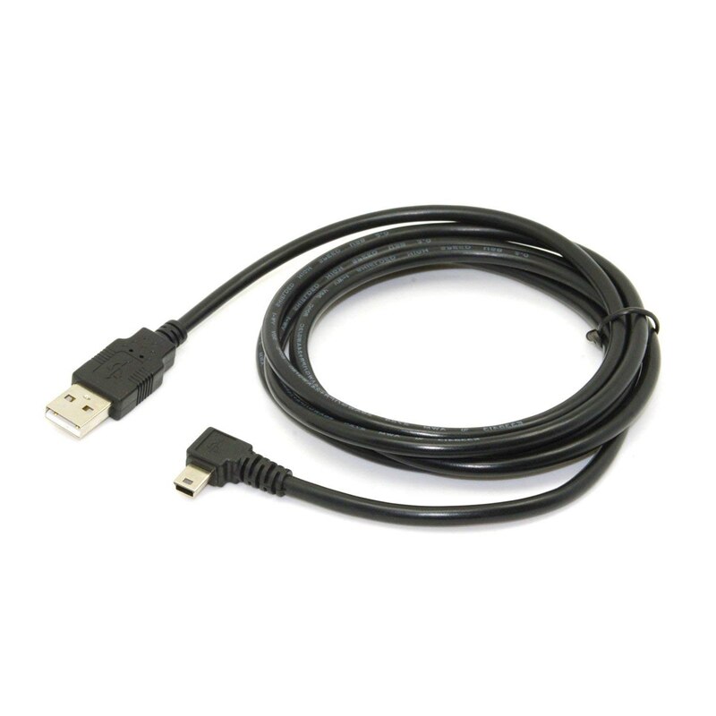 Cable de datos Mini usb 1,8 m Cable Mini USB B Tipo 5 pines macho 90 grados izquierdo acodado a USB 2,0 macho Color negro